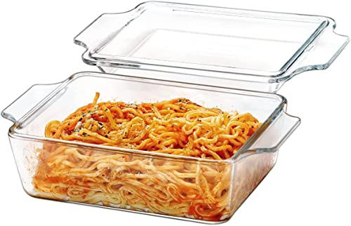 Piatti Lasagne Piccole con Coperchio, 1L Pirofile Rettangolari in Vetro, 17x14,5x6 cm, resistenti al forno, adatte al microonde