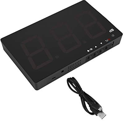 Medidor de Ruido Digital - Decibelímetro Alimentado por USB Medidor de Nivel de Sonido Digital LCD de 9.6 Pulgadas para Colgar en la Pared Probador de Ruido de 30‑130dB