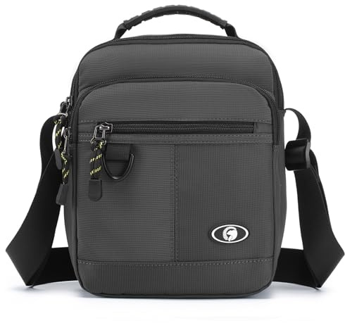 BAGZY Umhängetasche Herren Nylon Wasserdichte Für 9,7 Zoll Ipad Crossbody Bag Handytasche Männertasche Tägliches Mit Verstellbaren Schultergurt Für Büro/Hochschule/Reisen (Grau)
