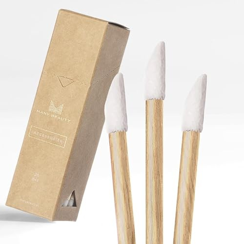 MANY BEAUTY 25 Stück Einweg Make Up Pinsel aus Bambus - Velour Lippenpinsel, Concealer Pinsel - Applikator für Augen, Lippen und Augenbrauen - Lippenstift Pinsel