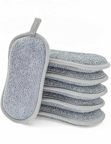 6-Pack Reusable Washing Up Sponge, Non-Scratch, Dual-Sided Kitchen and Bathroom cleaning products, 10x8cm Eco-Friendly, Long-Lasting Dish and Multi-surface Pads Cleaners 10x8cm