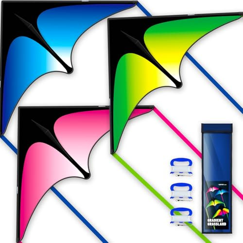 SGftre Delta Drachen-Set für Kinder & Erwachsene, Hochreißfest mit 210T-Premiumsegel, Windspiel für Strand, Park & Outdoor-Spaß, Perfektes Tragetasche(3er-Pack)