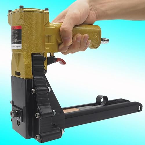 Agrafeuse pneumatique pour cartons, agrafeuse de Fermeture de cartons, Longueur et Profondeur des Clous réglables, capacité de Reliure de 100 pièces, pour la Fermeture de cartons et de boîtes Pliant