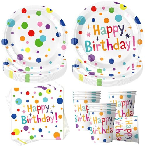 50 Piezas Juego de Vajilla de Fiesta,Vajilla Fiesta Cumpleaños Kit Incluye Platos Vasos Servilletas,Cumpleaños Decoracion Set para Cumpleaños Boda Picnic Baby Shower,10 Invitados