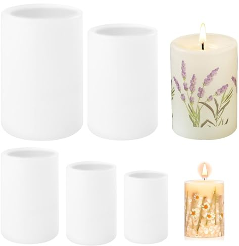 WANDGU - Set di 5 stampi per candele in silicone, stampi fai da te per candele cilindriche, stampo in silicone per candele tonde, stampo cilindrico in resina per la produzione di candele, sapone fatto