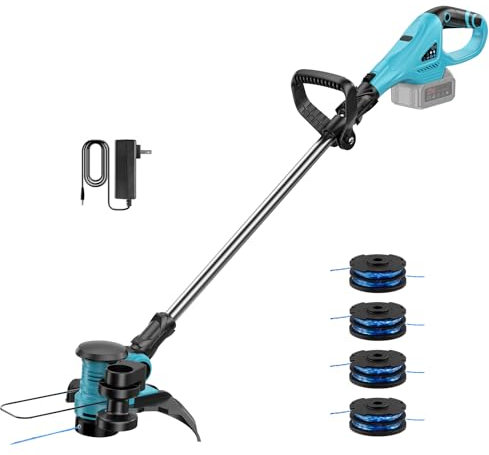 Decespugliatore con Batteria,Tagliabordi a Batteria,Decespugliatore Elettrico e 4 Bobine di Ricambio,Tagliabordi Elettrico per Giardino,Comodo per la batteria Makita.(Senza Batteria)