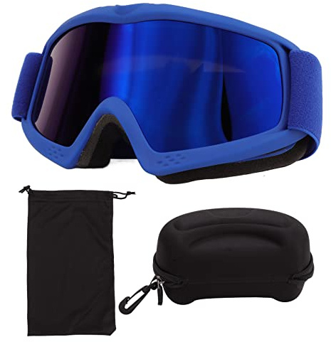 Resefinem Premium - Occhiali da sci per bambini, con rivestimento HD, resistenti agli urti, regolabili, ideali per sci e vari sport invernali (blu)