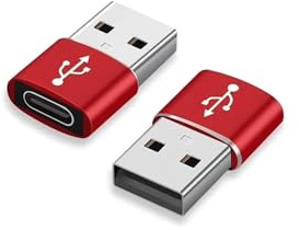 USB C to USB Adaptor, USB to USB C Adapter 2Pack, Type C Female to A Male Charger Cable Converter Compatible with Notebook, Tablet, Smartphone, iPad 10 Air 4 5,Apple 15 14 13 12 Pro Max (Red)