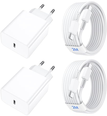 45W Chargeur USBC, 2Pack Chargeur Rapide avec Câble de Charge 2M | Chargeur Ultra Rapide pour S26/S25/S24/S23/S22/S21/S20/Ultra/Note 20/A55/A54, Prise Secteur USB C Adapteur