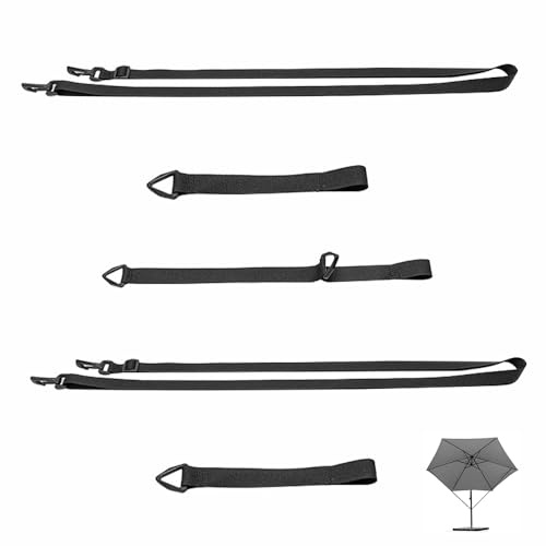 TOP-MAX Kit di 5 cinghie regolabili per parasole, per esterni, con cinghie stabilizzanti per ombrellone, resistenti alle intemperie, per giardino e terrazza