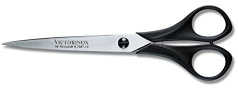 Victorinox Household and Craft Scissors, Extra Sharp Blade, 19 cm, Robust Plastic Handle, Stainless Steel, Black