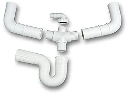 Plastisan - Sifon flexible doble complemento toma lavadora diámetro 35 blanco