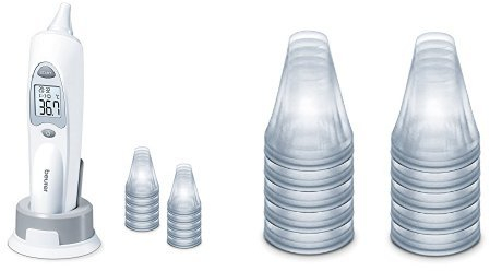 Beurer FT 58 Ohrthermometer + Nachkaufset Ersatzschutzkappen für Infrarot Ohrtermometer, 20 Stück