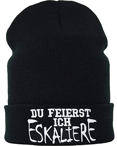 Stickad mössa: 'Du firar – I ESKALIERE – roligt ordspråk Biker motorcykel Heavy Metal Punks varm vintermössa/yllemössa/unisex män kvinnor huva/sjömansmössa/rullmössa arbetsmössa lång beanie-mössa