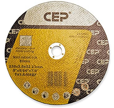 CEP Dischi Smerigliatrice angolare da taglio Ferro, Metallo e INOX 230 x 2.0 x 22.23 Conf. da 25 Pezzi