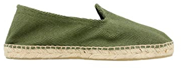 Alpargatus - Espadrillas in tela a spina bicolore - Fatte a mano in Spagna, Kaki, 44 EU