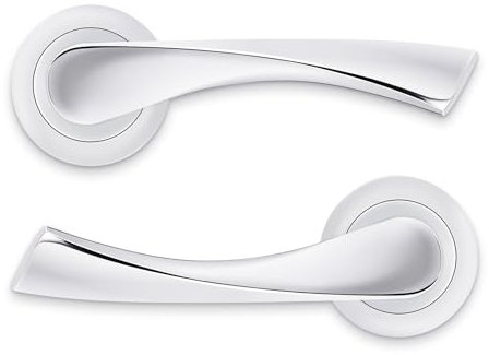 Probrico Internal Door Handle Set, Marvel Lever on Rose Door Handles Pair in Polished Chrome Finish - Interior Use Door Handle - Round Modern Design， 2 Pair