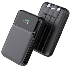 Power Bank With Built in Cables 10000mAh, 22.5W Fast Charge Portable Charger, USB C Battery Pack with 4 Outputs & 3 Inputs for iPhone Samsung iPads Tablets and More