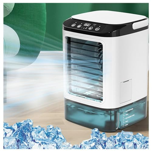 Air Conditioning, 900ml Water Tank,with Ice Box,3 Wind Speeds Mini Ac for Room 3 Wind Speeds,Cooling Mist,7 LED Lights Mini Portable Air Conditioner for Home Office