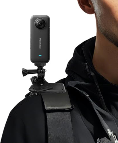 Backpack Strap Mount Quick Clip Mount Compatible with Insta360 ACE Pro ONE X4 X3 X2 X RS R GO 2 3, Go Pro Hero 12 11 Session Max Action Camera Shoulder and Hat Quick Release Clamp Body Cam Holder