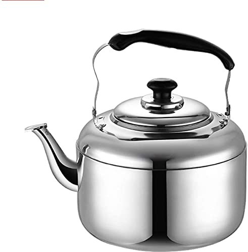 Teekanne für Herd, Edelstahl-Wasserkocher, Flötenkessel, Wassererhitzer, Wasserkocher, Hot Pot, Wasserkessel, Teekanne für Herd, Instant-Hot Pot, Teekessel, Wassererhitzer, Teekessel (Silber, 6 l)