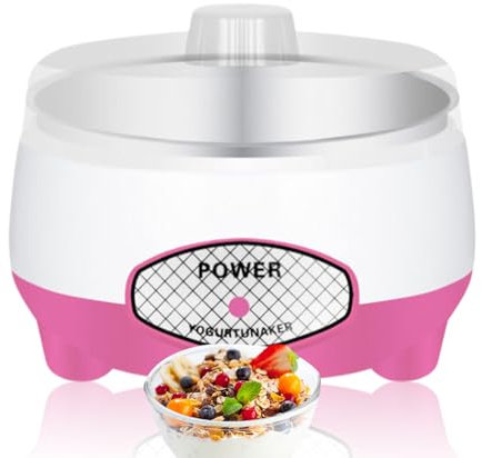 Yogurtera Totalmente automática de 1,2 L, Yogurtera compacta con Revestimiento Desmontable, Fácil de Limpiar, Inicio con un Clic para Hacer Yogur Griego casero Fresco Pink