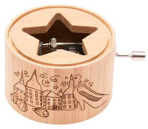 Spieluhr aus Bambus mit der Titelmelodie zu Drei Haselnüsse für Aschenbrödel - music box von Kurbelwerk green-line, Christmas-Edition mit Motiv