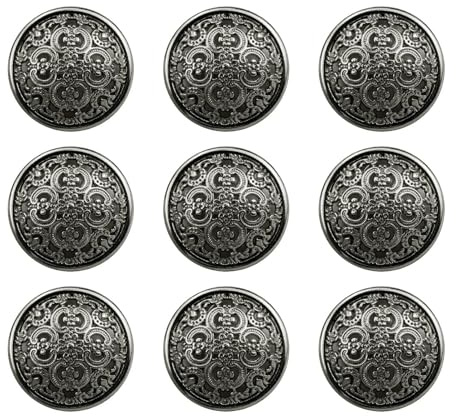 12PCS 25mm Hollow Metal Buttons, Vintage/Blazer/Round Shaped Metal Retro Buttons for Blazer, Suits, Coat, Uniform, Jacket (Black)