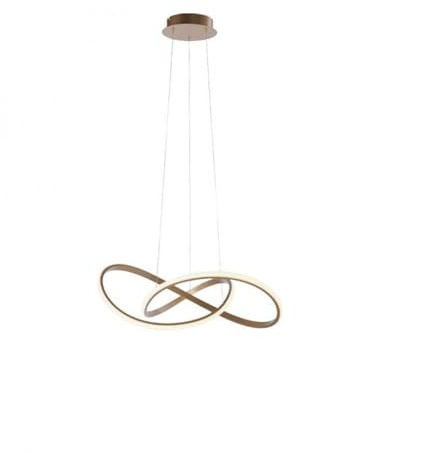 Licht-Erlebnisse LED Pendelleuchte Metall in Messing matt Esszimmer Wohnzimmer L:57 cm 3250 lm 3000 K Modern höhenverstellbar geschwungene Hängelampe dimmbar DRENIS