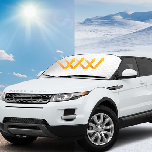 Copertura Parabrezza Auto Inverno, Telo Antigelo Ripiegabile Antineve e Antighiaccio, Protezione da Pioggia, Polvere e Raggi UV, Adatta alla Maggior Parte delle Auto (B)