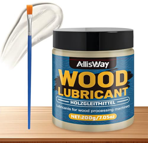 Allisway Holzgleitmittel für Hobelmaschinen, Wood Lubricant mit Bürste, Geeignet zur Schmierung Von Holzverarbeitungsmaterialien, Reduziert Verschleiß und Reibung, 200 g