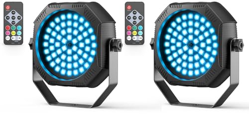 Rtktoup 2PCS Mini RGB LED Par Akku, 60 x 0.5W LED 2200mAh Wiederaufladbares Stroboskop Bühnenlicht mit Fernbedienung, Partylicht für DJ Disco Party Bar Live-Raum Hochzeit Halloween Weihnachten