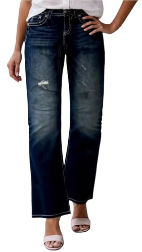 ORANDESIGNE Trachtenhose Damen Stretch Trachtenjeans Oktoberfest Outfit Trachtenmode High Waist Skinny Denim Hosen D Dunkelblau XL