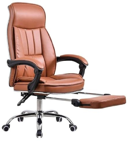 HTERWQEA Silla ejecutiva Oficina con Respaldo Alto Ajustable y Asiento Giratorio Deportivo Carreras, reposabrazos abatibles, Cuero sintético marrón
