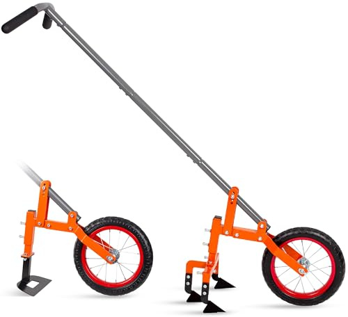 Walensee 2-in-1 Manual Wheel Hoe Garden Cultivator, Push Plow with Adjustable Long Handle 51.9–64.9 in, Dual Tools for Soil Loosening & Weeding, Heavy Duty Steel Frame, Lawn & Garden Tiller
