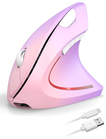TECKNET Souris Ergonomique Rechargeable, Dégradé | avec Suivi Optique 4800 DPI Réglable, Souris Silencieuse 2.4G, 6 Boutons, LED pour Ordinateurs, Portables, Mac, PC, Windows