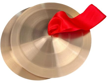 harayaa 2 Piezas Platillos Manuales Percusión Banda Aleación Cobre con Sonido Nítido Fácil de Sujetar para Niños Adultos Adecuado para Fiesta Escuela, 19cm