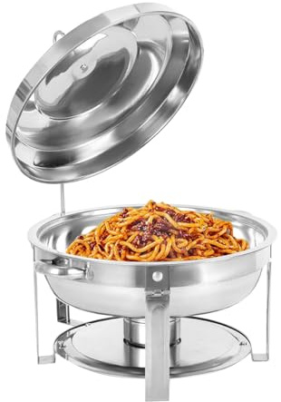 Chafing Dish Matvärmare rostfritt stål 36 cm 7,5 l varmhållningsbehållare med vattenbad för catering buffé grillkött party restaurang set buffévärmare inkl. brännpasta