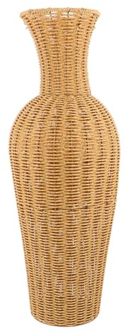 TOYANDONA Grand Vase Décoratif en Rotin Synthétique Tressé, Grand Contenant pour Fleurs Séchées et Herbes de Pampa, Style Rustique Élégant pour Décoration Intérieure