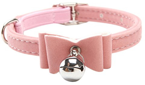 Mcitymall77 Katzenhalsband, Samt, mit Schleife, elastisch, mit Glocke