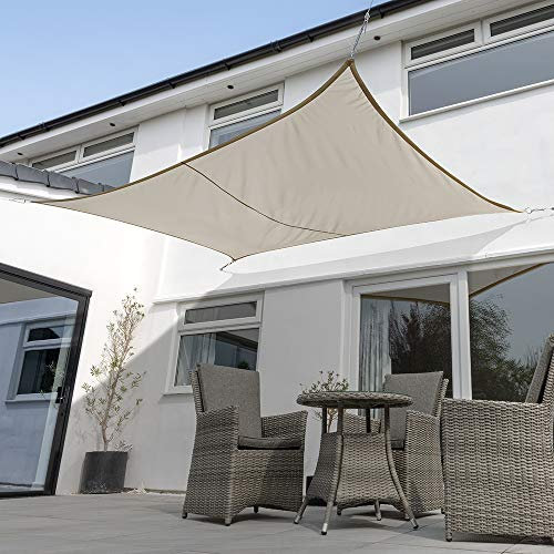 Kookaburra Waterproof Garden Sun Shade Sail Canopy in Mushroom 98% UV Block (3m x 2m Rectangle)