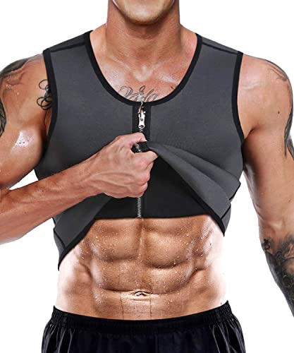 NonEcho - Chaleco de sauna para hombre, corsé de neopreno para moldear la cintura, camiseta moldeadora, adelgazante, para entrenamiento, Gris, Large