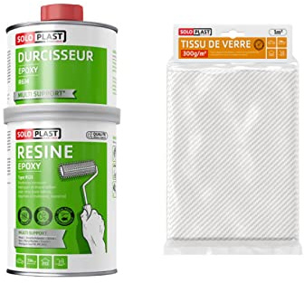 Pack résine epoxy type R123 Soloplast 1 Kg - Tissu de verre Soloplast Roving 300g m2