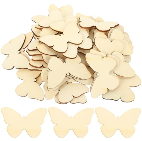 50 Stück Holzscheiben Diy Holz Deko Scheiben Scheiben unvollendete Schmetterling Ausschnitt