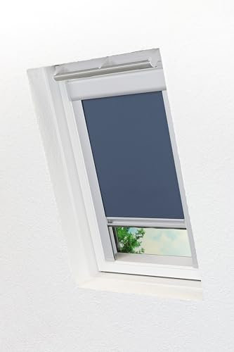 LYSEL - Qualitätsdachfensterrollo abdunkelnd dunkelblau Rollo geeignet für Velux Dachfenster 304, 334, M04, M34, MK34, 1, (B x H) 61.30cm x 74cm in blau/dunkelblau