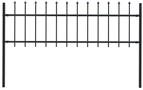 vidaXL Gartenzaun mit Speerspitzen Stahl 1,7 x 0,6 m Schwarz