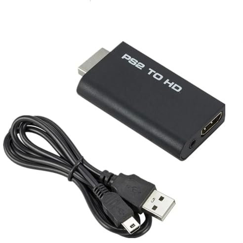 Gamer Gear PS2 to HDMI Adapter Video Audio Convertor with 3.5mm Audio Output Compatible with Playstation 2 Component output to HDMI for TV AV HDTV Monitor