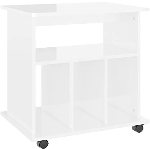 vidaXL Skåp med hjul vit högglans 60x45x60 cm konstruerat trä
