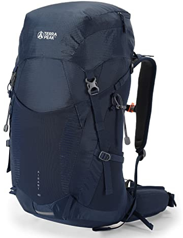 Terra Peak® Sac à dos de randonnée 40L (AIRANT 40) grand bleu pour femme et homme - Sac a dos de trekking, chasse et voyage (respirant, imperméable) - Sac alpinisme, escalade et de jour (ergonomique)
