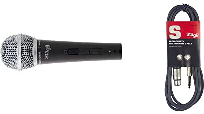 Stagg SDM50 Professional Dynamic Microphone, Single Microphone Type 1, 50 Hz to 15 KHz & SMC6 6 metre standard microphone cable
